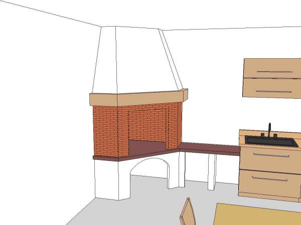 caminetto classico ad angolo