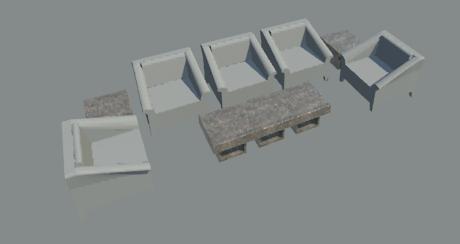 lounge chair arrangement with tables