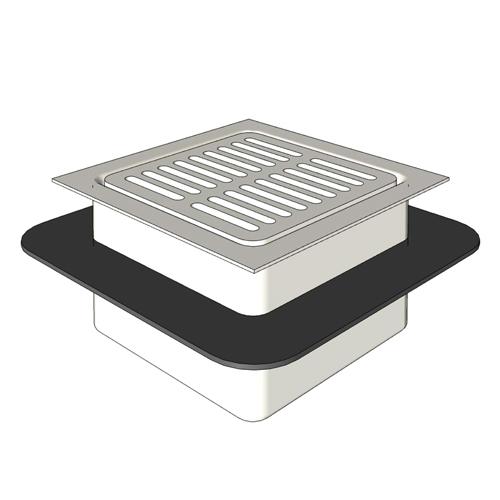 SIOUX CHIEF - SquareFloorSink, DrainBody, Strainer, Flange