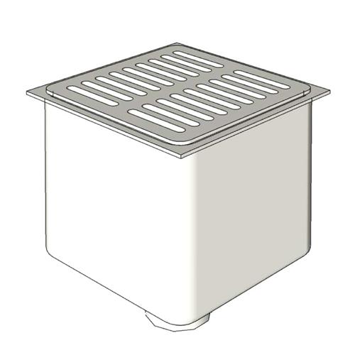 SIOUX CHIEF - SquareFloorSink, DrainBody, Small, Strainer