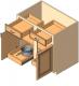Base Cabinet, 2 doors, 2 drawers, 2 deep roll out trays