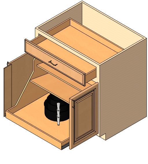 Base Pot and Pan Organizer Cabinet, 2 doors w/batten, 1 drawer