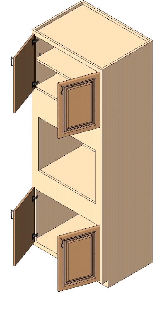 Single Oven Base Cabinet, 90" high, 4 butt doors, 1 shelf