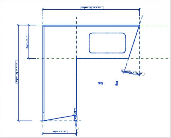 Counter L-shapped with Angled Ends and Toggle Sink Hole
