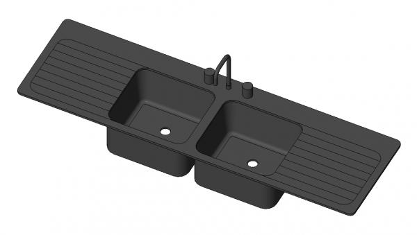 1800 double centre bowl sink