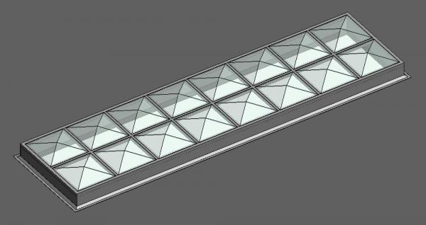 Multiple Pyramid Skylights in a Common Frame 2x any amount of units (Updated)