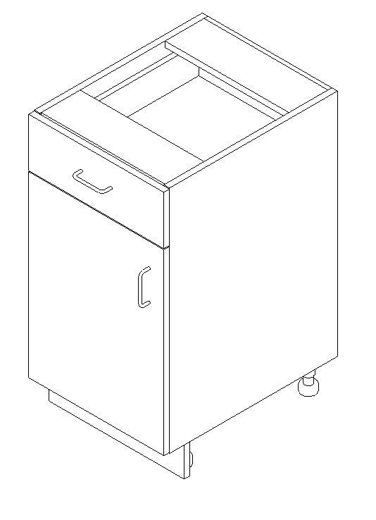 AWI 211 - Base Cabinet - 1 Drawer, 1 Door