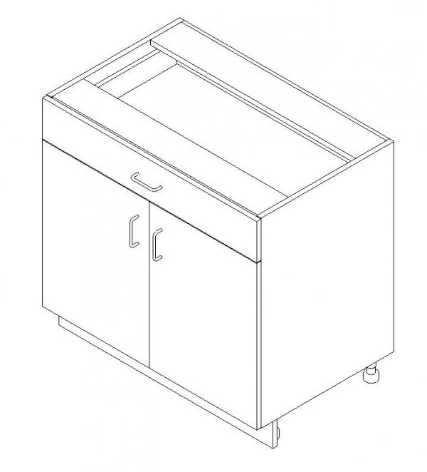 AWI 212 - Base Cabinet - 1 Drawer, 2 Door