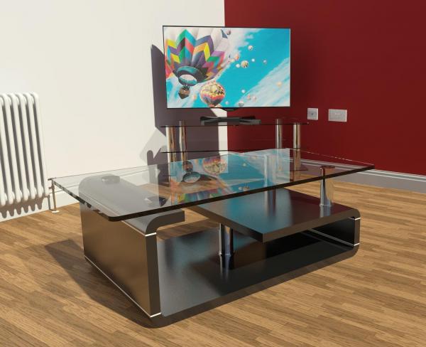 Bean Black High Gloss & Clear Glass Coffee Table