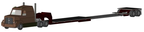 Semi Truck_Expandable Doubled Drop Deck Trailer_2 Axle (50ft deck - 65ft tot)
