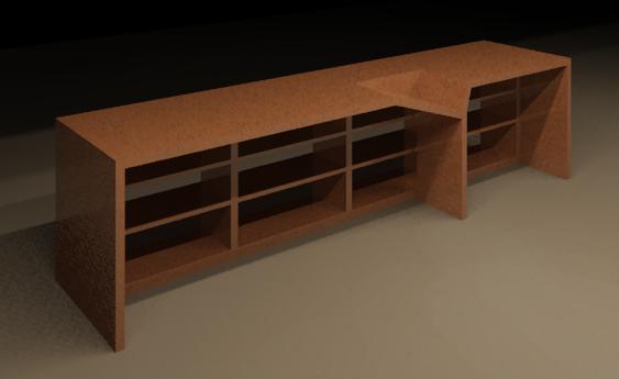 contemporary desk with underneath shelves