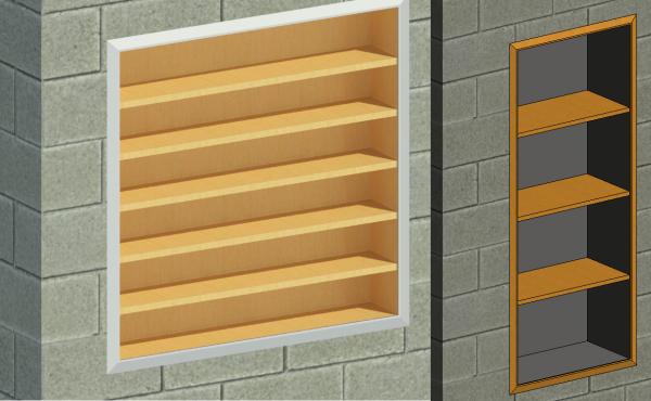 Recessed wall based shelves (parametric)