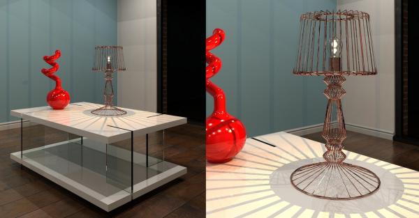 Wire style table lamp