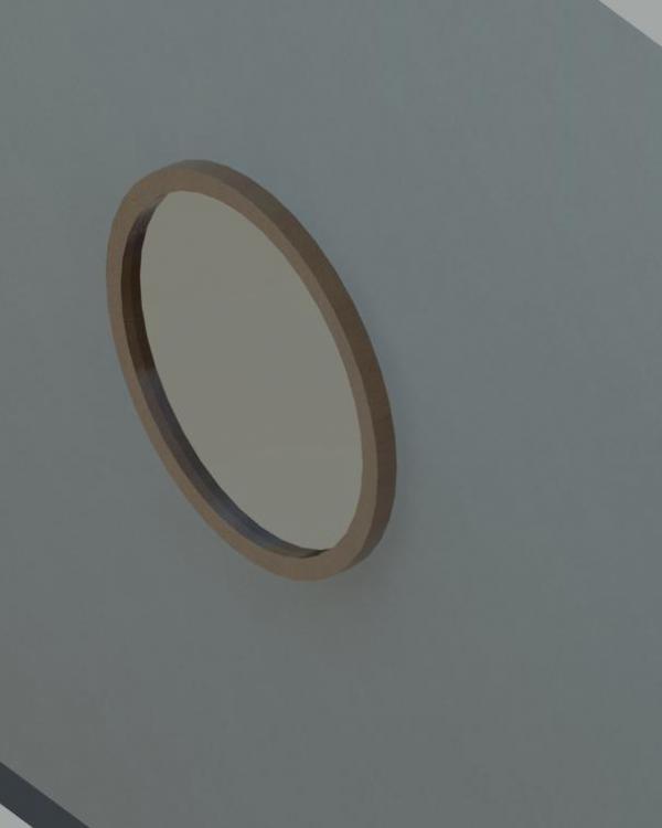 Circular mirror with wood frame