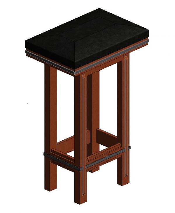 Stool - Black leather mtl trim