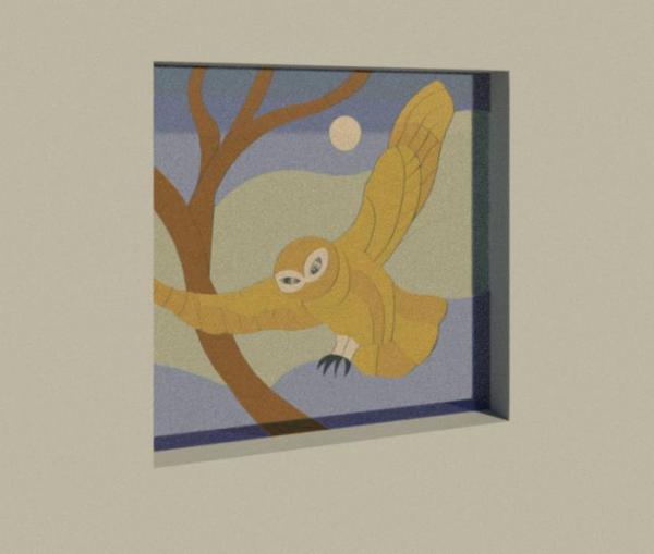 Owl Stained Glass Window