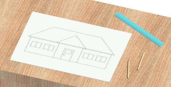 Drawing with pencils and ruler