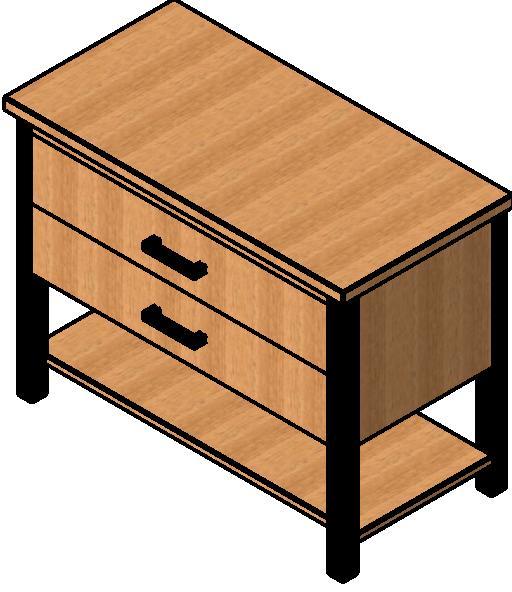 Mueble con 2 cajones + 1 estante - Paramétrico