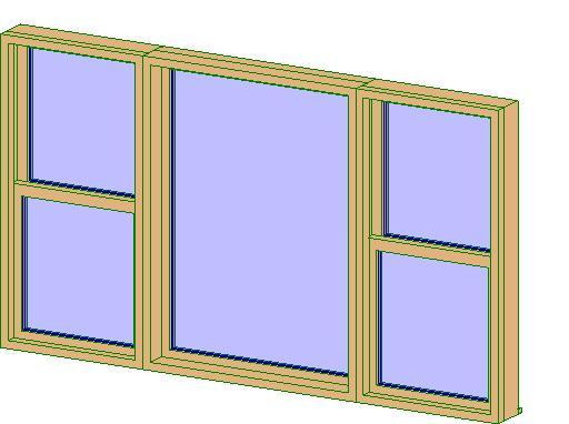 Triple Window Unit - Fixed w Double Hung Flankers