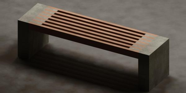 Bench - Design by Nola - Concrete and Red Oak Slats