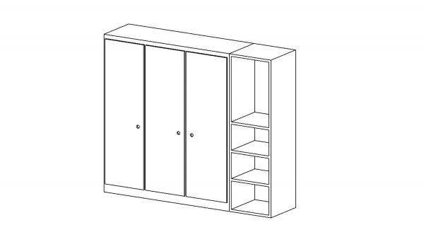 Closet 3 doors and open shelf, fully parametric