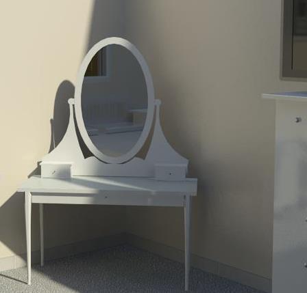 Dressing table with mirror, white