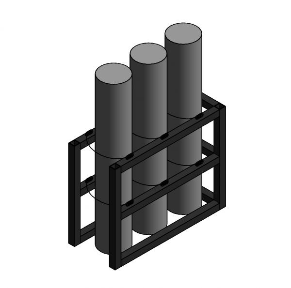 Gas Cylinder Rack, 3 Tanks (1x3), USAsafety.com