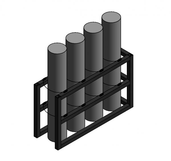 Gas Cylinder Rack, 4 Tanks (1x4), USAsafety.com