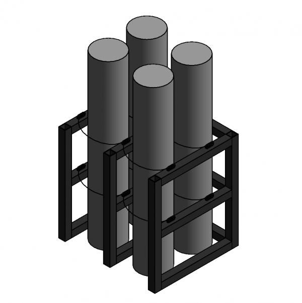 Gas Cylinder Rack, 4 Tanks (2x2), USAsafety.com