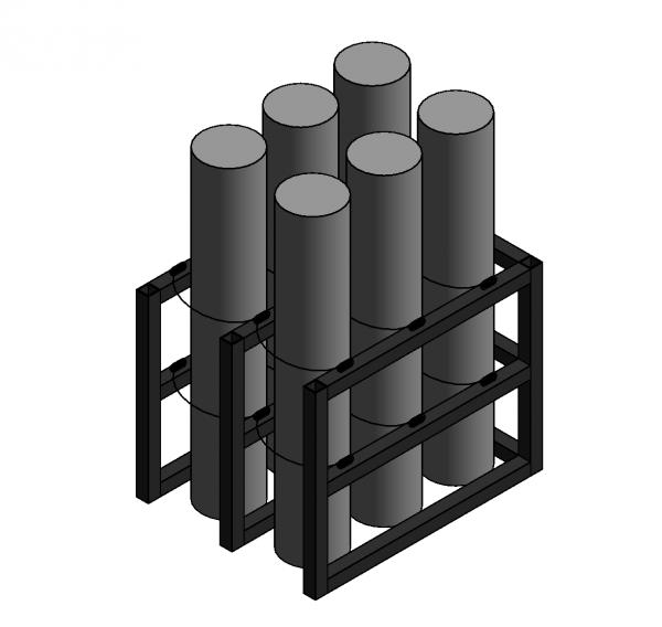 Gas Cylinder Rack, 6 Tanks (2x3), USAsafety.com