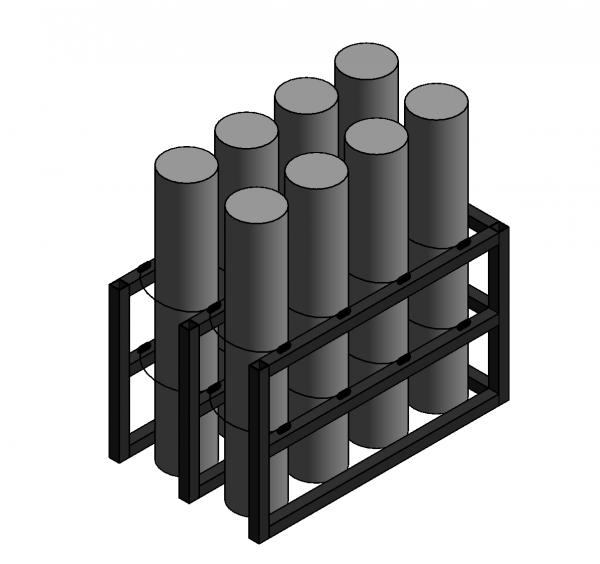 Gas Cylinder Rack, 8 Tanks (2x4), USAsafety.com