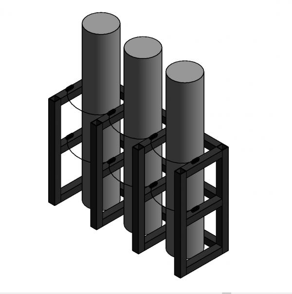 Gas Cylinder Rack, 3 Tanks (3x1), USAsafety.com