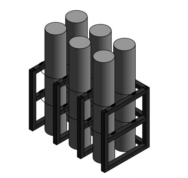 Gas Cylinder Rack, 6 Tanks (3x2), USAsafety.com