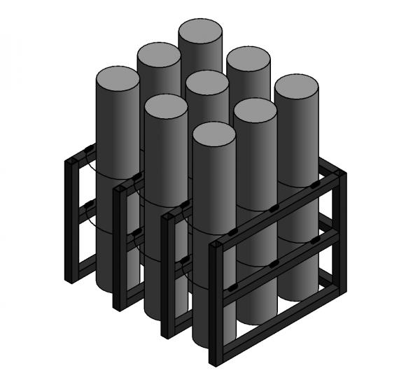 Gas Cylinder Rack, 9 Tanks (3x3), USAsafety.com