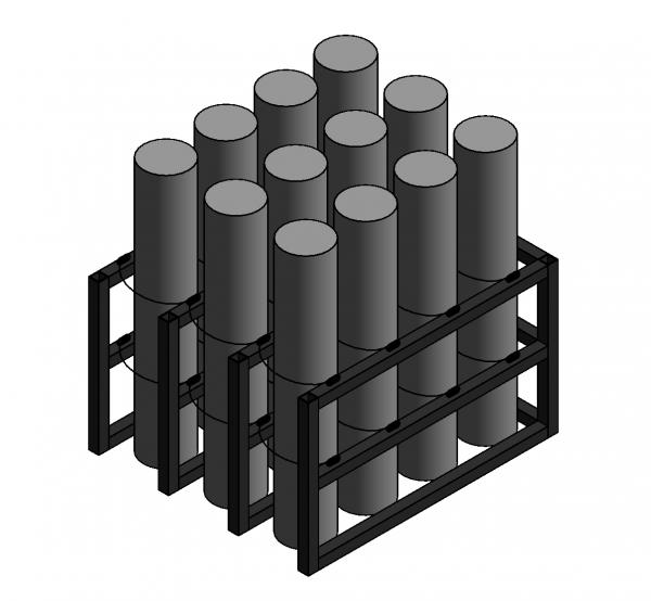 Gas Cylinder Rack, 12 Tanks (3x4), USAsafety.com