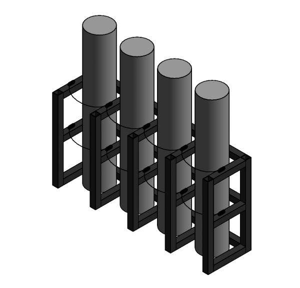Gas Cylinder Rack, 4 Tanks (4x1), USAsafety.com