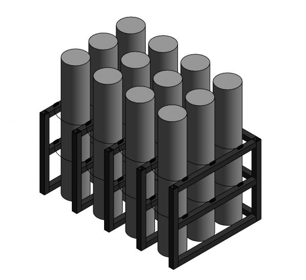 Gas Cylinder Rack, 12 Tanks (4x3), USAsafety.com