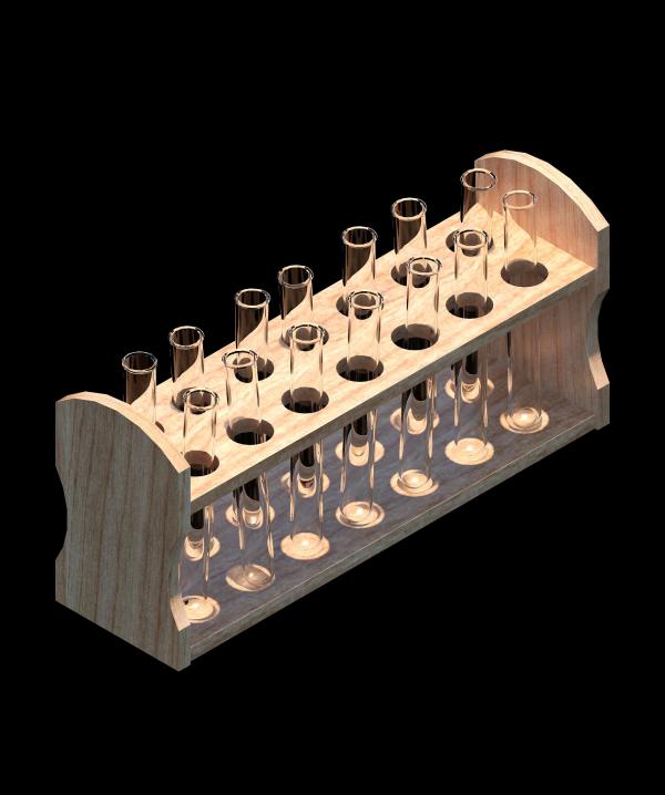 Test Tubes With Wooden Rack
