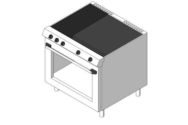 900 wide griddle with oven under