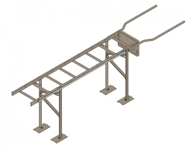 Facade wall ladder with safety rail