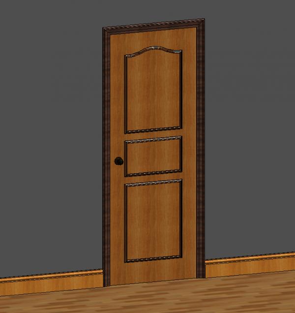 3 Panel Wooden Door with Trim - Ex Macau 1998 - Re upload