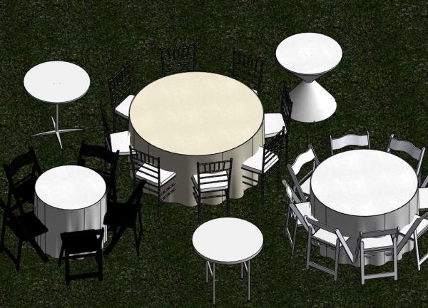 Tables, Chairs and cocktail Table