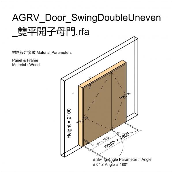 AGRV_Door_SwingDoubleUneven_雙平開子母門