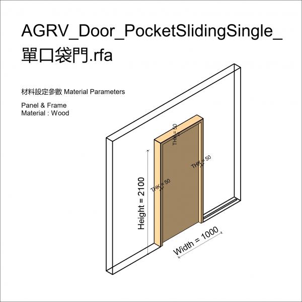 AGRV_Door_PocketSlidingSingle_單口袋門