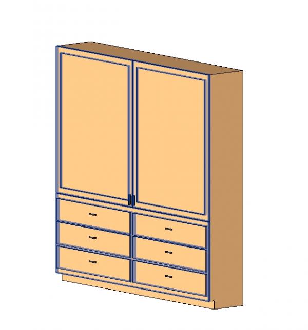 RevitCity.com | Object | Tall Cabinet - Double Doors and Double Drawers