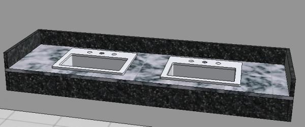 Bancada com Cuba Dupla de Sobrepor - Paramétrica