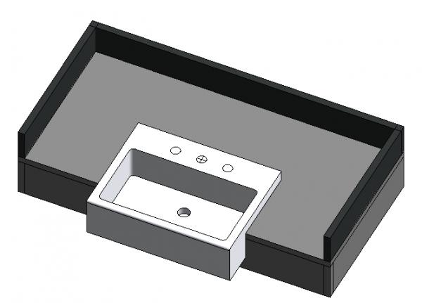 Bancada com Cuba de Sobrepor Semi Encaixe - Paramétrica