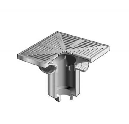 MIFAB®s F1470 - FLOOR DRAIN WITH 15 ¾” SQUARE ADJUSTABLE TRACTOR GRATE AND EXTRA