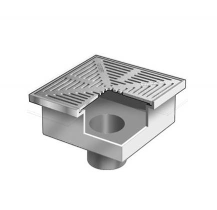 MIFAB® F1490 - FLOOR DRAIN WITH 15 ¾” SQUARE HEAVY DUTY TRACTOR GRATE AND DEEP S