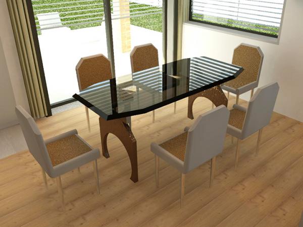 Modern glass table set